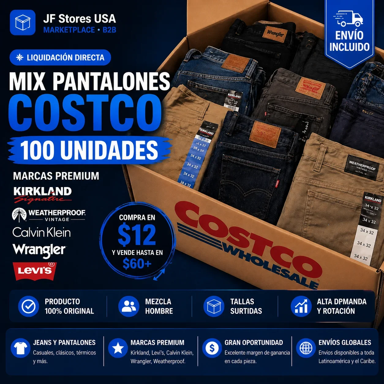 CAJA PANTALONES COSTCO – 100 PIEZAS  (envío incluido) (100 Uds)